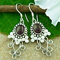 Sterling Silver and Garnet 'Vine' Earrings (Indonesia)