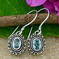 Sterling Silver Blue Topaz Earrings (Indonesia)