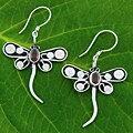 Sterling Silver Garnet 'Dragonfly' Earrings (Indonesia)