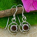 Sterling Silver Garnet Dangle Earrings (Indonesia)