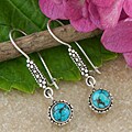 Sterling Silver Genuine Turquoise Long Earrings (Indonesia)