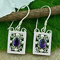 Sterling Silver Amethyst Square Earrings (Indonesia)