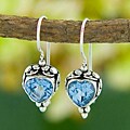 Blue Topaz 'Silver Hearts' Earrings (Indonesia)