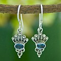 Blue Topaz Sterling Silver Crown Earrings (Indonesia)