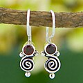 Garnet and Sterling Silver Swirl Earrings (Indonesia)