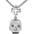 Sterling Silver Cross with Dangling Skull Necklace