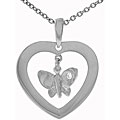 Sterling Silver CZ Heart and Butterfly Necklace