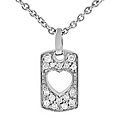 Sterling Silver CZ Heart ID Tag Necklace