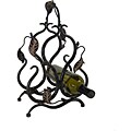 Metal 3-bottle Wine Holder with Leaves and Handle