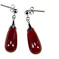 Sterling Silver Red Agate Earrings (China)