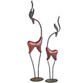 Wood and Metal Gazelles Sculptures (Set of 2)