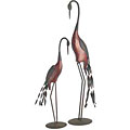 Wood and Metal Crane Sculptures (Set of 2)