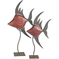 Wood and Metal Fish Sculptures (Set of 2)