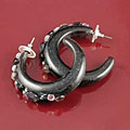 Black Metal with Plastic Stones Fashion Earrings