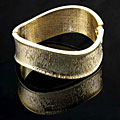 Goldtone Textured Curved Hinged Bracelet