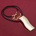 Goldtone Textured Curved Bar Necklace