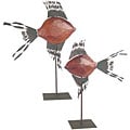 Wood and Metal Fish Sculptures (Set of 2)