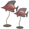 Wood and Metal Fish Sculptures (Set of 2)
