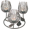 Triple Round Candle Holder with Beads and Flowers