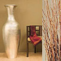 Tall Silver Leaf Floor Vase and Birch Branches