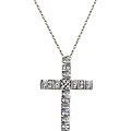 10k White Gold 1/4ct TDW Diamond Cross Necklace (I-J, I2-I3)
