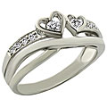 10k White Gold Double Heart Diamond Ring