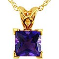 14k Yellow Gold Princess-cut Amethyst Necklace