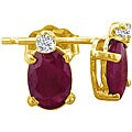 14k Yellow Gold Ruby and Diamond Stud Earrings