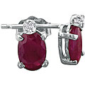 14k White Gold Ruby and Diamond Stud Earrings