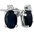 14k White Gold Sapphire and Diamond Stud Earrings