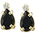 14k Yellow Gold Sapphire and Diamond Earrings ( J/K, I1 )