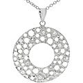 Sterling Silver CZ Hammered Circle Necklace