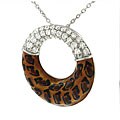 Sterling Silver CZ and Leopard Print Circle Necklace