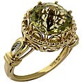 10k Yellow Gold Lemon Quartz and Diamond Ring