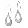 Sterling Silver CZ Hammered Teardrop Earrings
