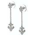 Sterling Silver CZ Fleur de Lis Dangle Earrings
