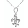 Sterling Silver CZ Fleur de Lis Necklace