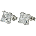 Sterling Silver Cushion-cut CZ Stud Earrings