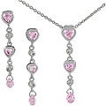 Sterling Silver CZ Heart Necklace and Earring Set
