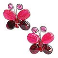 Sterling Silver Garnet 'Exotic Butterfly' Earrings (Thailand)