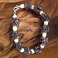 Sterling Silver 'Vineyard' Pearl and Iolite Bracelet (India)