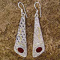Sterling Silver Garnet 'Art Deco' Earrings (India)