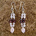 Sterling Silver Rose Quartz Garnet 'Flirtatious' Earrings (India)