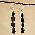 Sterling Silver Smokey Quartz 'Mystic Night' Earrings (India)