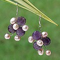 Sterling Silver Amethyst and FW Pearl Earrings (3-8 mm) (Thailand)