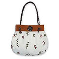 'Glyphs' Cotton/ Leather Handbag (Thailand)