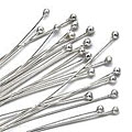 Sterling Silver Fancy Ball Head pins 24 Gauge 1.5 Inch (10)