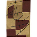 Hand-tufted Collection Burgundy/ Tan/ Beige Wool Rug (8' x 11')