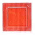 Fusion Red Striped Square Glass Plates (Case of 6)