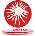 Fusion Red Sun Circular Glass Plates (Case of 6)
